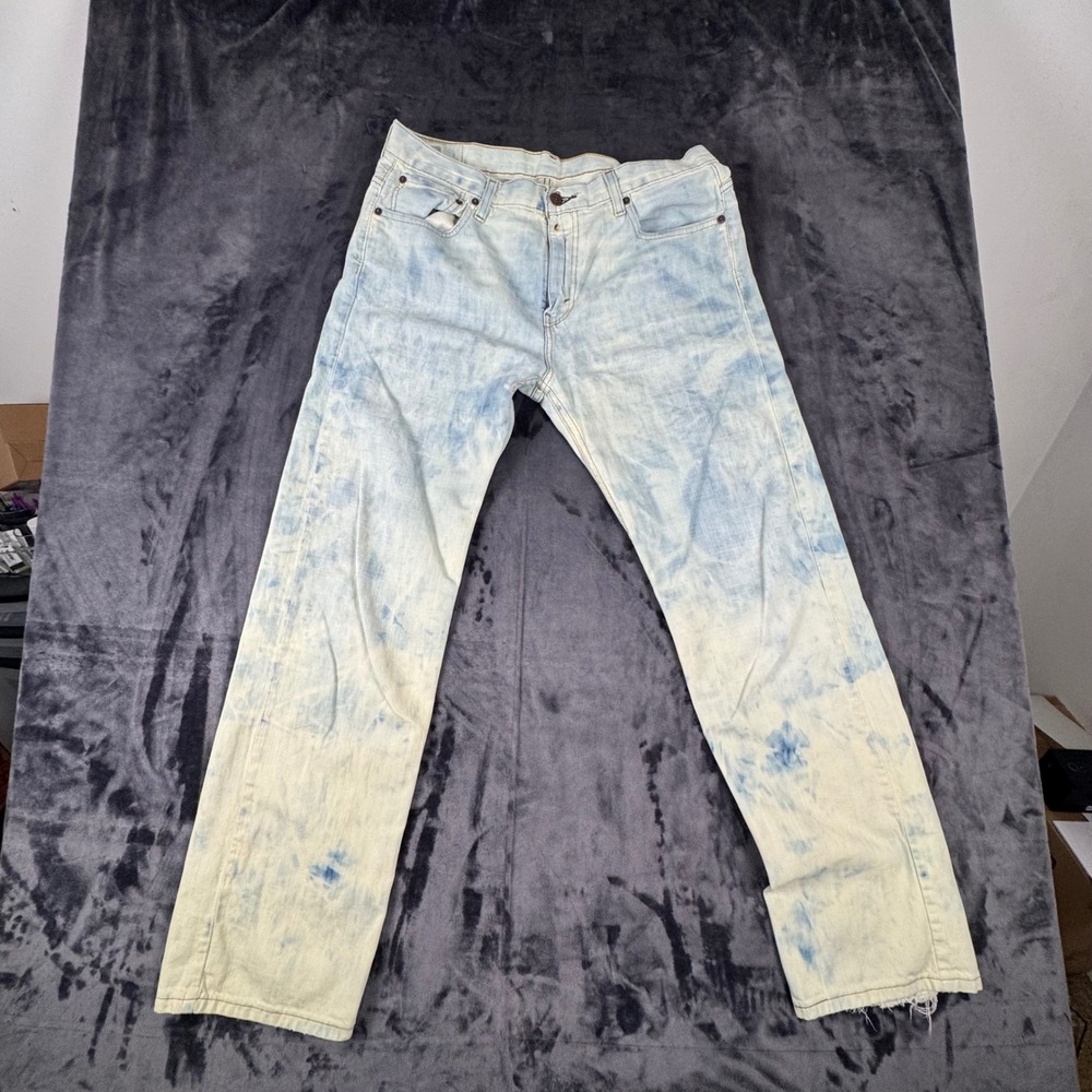 Levi's 569 Loose Straight Jeans Mens W34 L34 Light Blue Acid Wash Denim